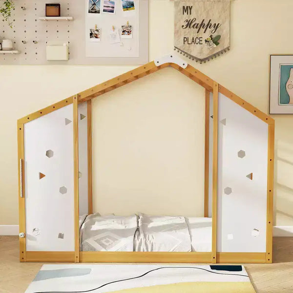 Lit d'escalade Montessori 2 en 1 pour garçons et filles avec barres de singe, taille double
