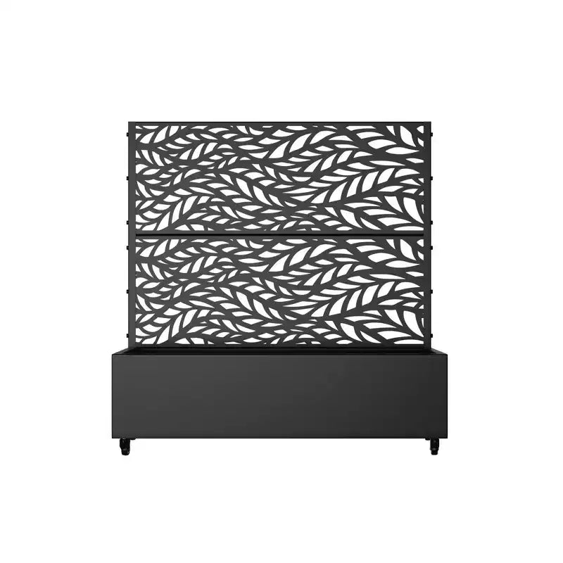 MAYEERTY Jardinière avec treillis en fer noir, persienne classique Helen Street 01, style combiné 72x47x16 pouces, ensemble de 3 pièces