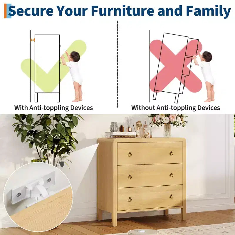 Commode multi-tiroirs, Armoire de rangement haute avec poignées en métal, Meuble de rangement autoportant pour chambre à coucher, salon, entrée
