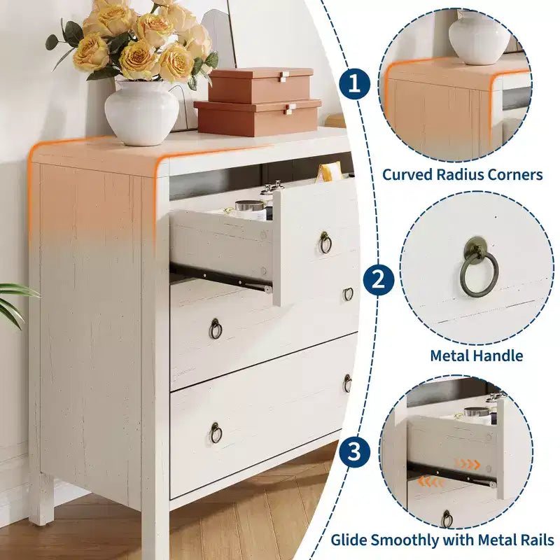 Commode multi-tiroirs, Armoire de rangement haute avec poignées en métal, Meuble de rangement autoportant pour chambre à coucher, salon, entrée