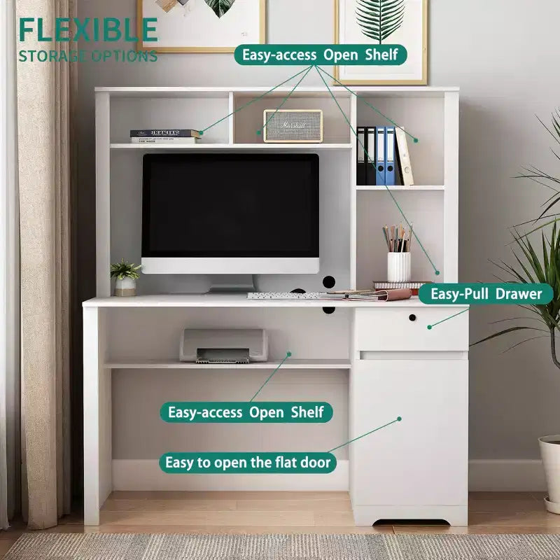 Bureau informatique avec tiroirs, 3 prises CA et 2 ports USB