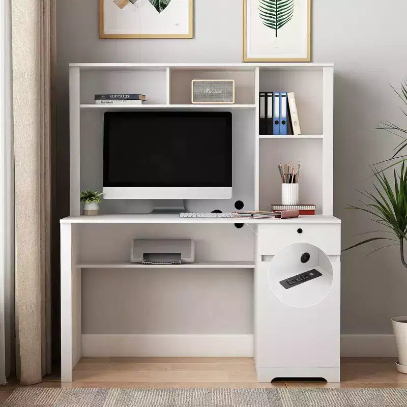 Bureau informatique avec tiroirs, 3 prises CA et 2 ports USB