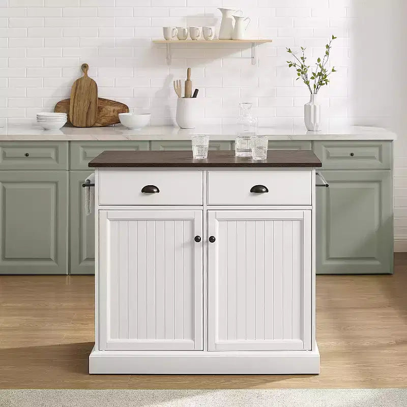 Îlot de cuisine en métal de 91,4 cm de haut avec 2 portes et 2 étagères