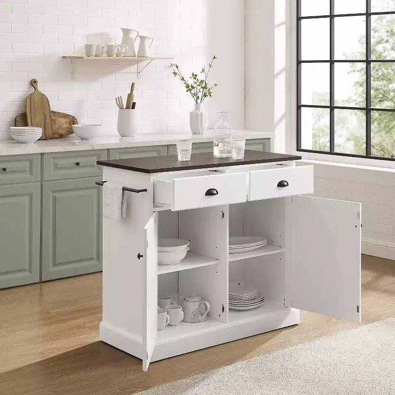 Îlot de cuisine en métal de 91,4 cm de haut avec 2 portes et 2 étagères