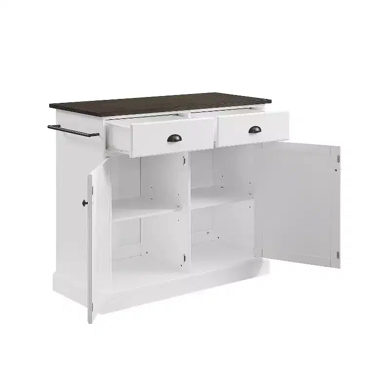 Îlot de cuisine en métal de 91,4 cm de haut avec 2 portes et 2 étagères