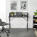 Bureau informatique de 101,6 cm avec étagère de rangement à grille et cadre métallique en X, pour bureau à domicile ou pour le jeu, Noir