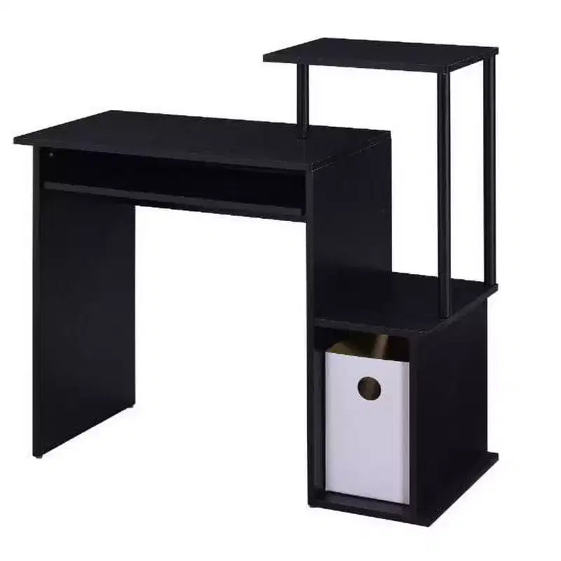 Bureau d'écriture en bois blanc avec tiroir à clavier et étagère de rangement