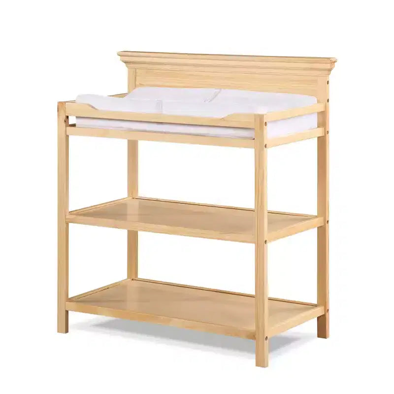 Table à langer universelle avec finition non toxique et étagères ouvertes, design de transition