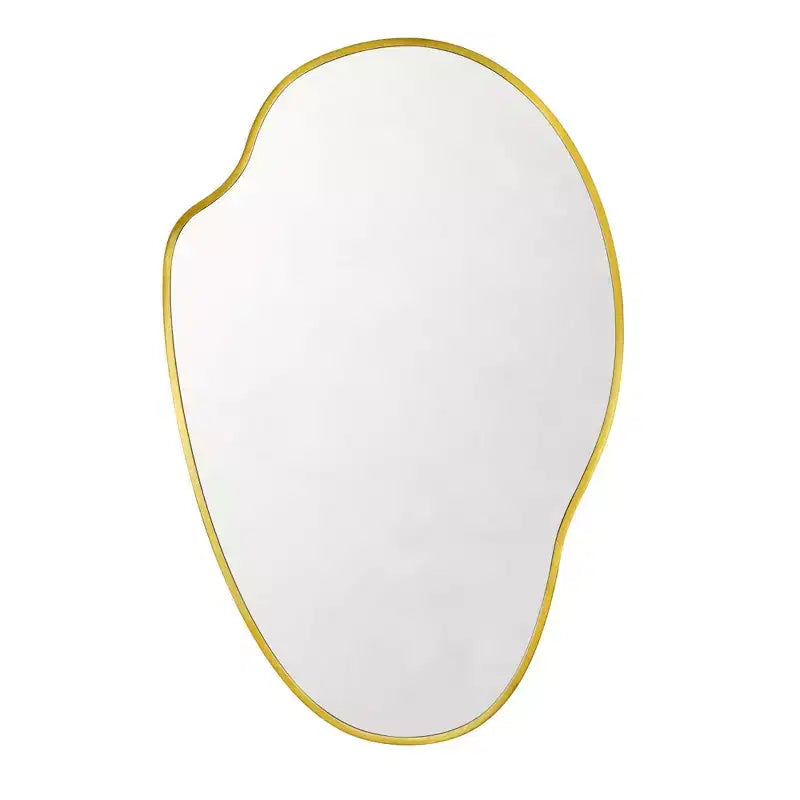 Miroir mural asymétrique irrégulier or brossé, 22x34 po, cadre en laiton, pour salle de bain, entrée, chambre d'enfant
