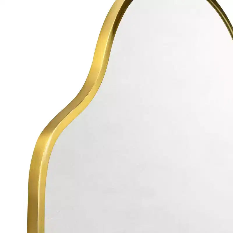 Miroir mural asymétrique irrégulier or brossé, 22x34 po, cadre en laiton, pour salle de bain, entrée, chambre d'enfant