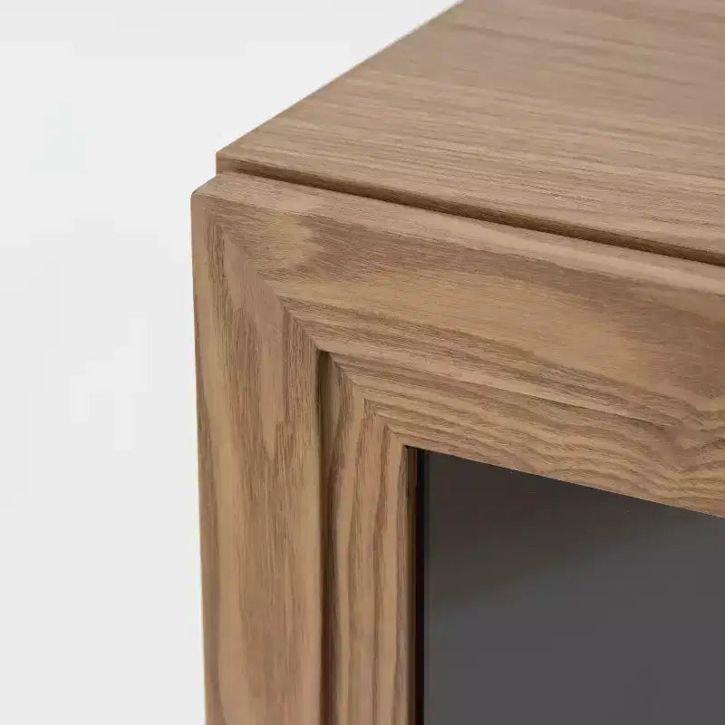 Meuble de rangement en bois de 31 po avec 2 portes vitrées et étagère réglable, pour cuisine, chambre à coucher, salon, naturel