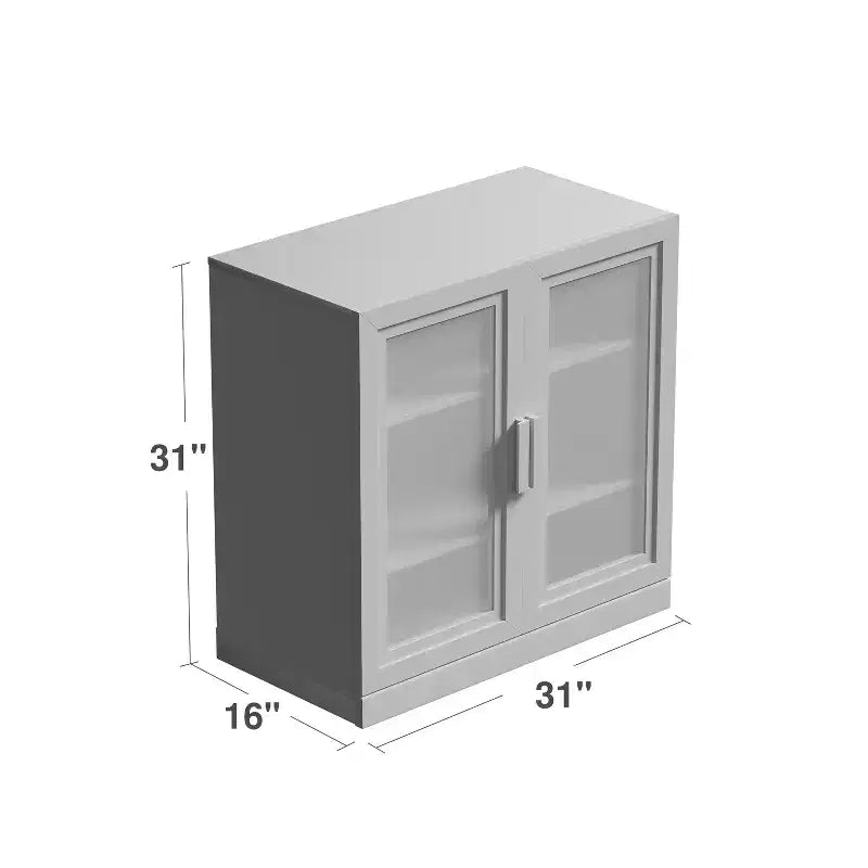Meuble de rangement en bois de 31 po avec 2 portes vitrées et étagère réglable, pour cuisine, chambre à coucher, salon, naturel