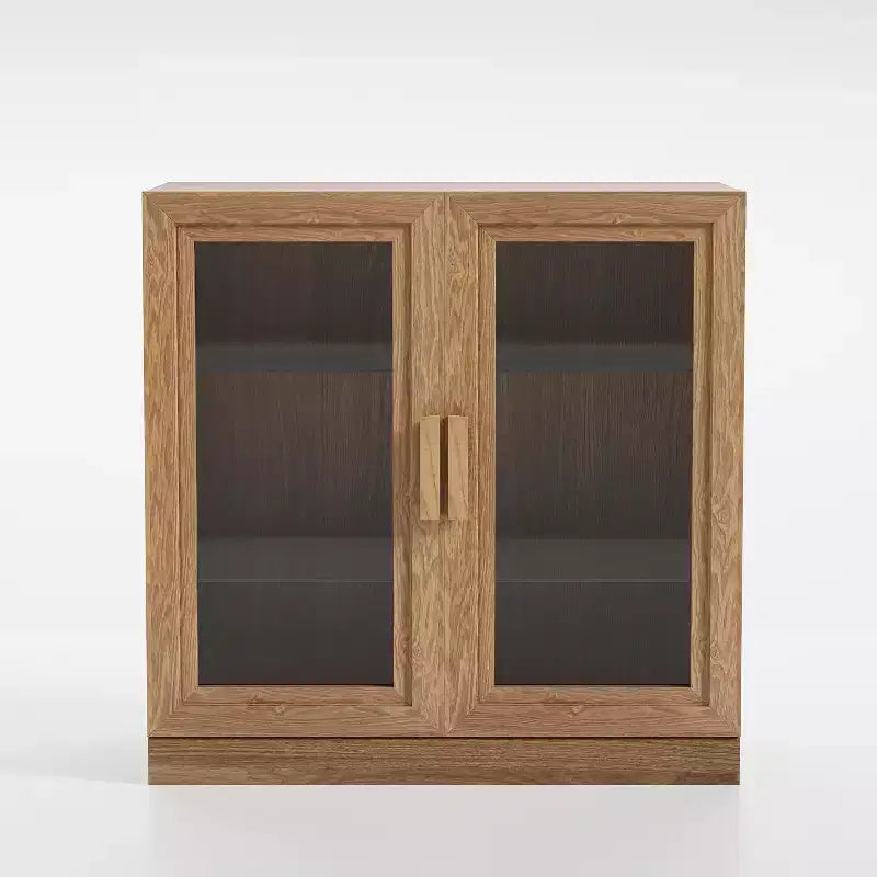 Meuble de rangement en bois de 31 po avec 2 portes vitrées et étagère réglable, pour cuisine, chambre à coucher, salon, naturel