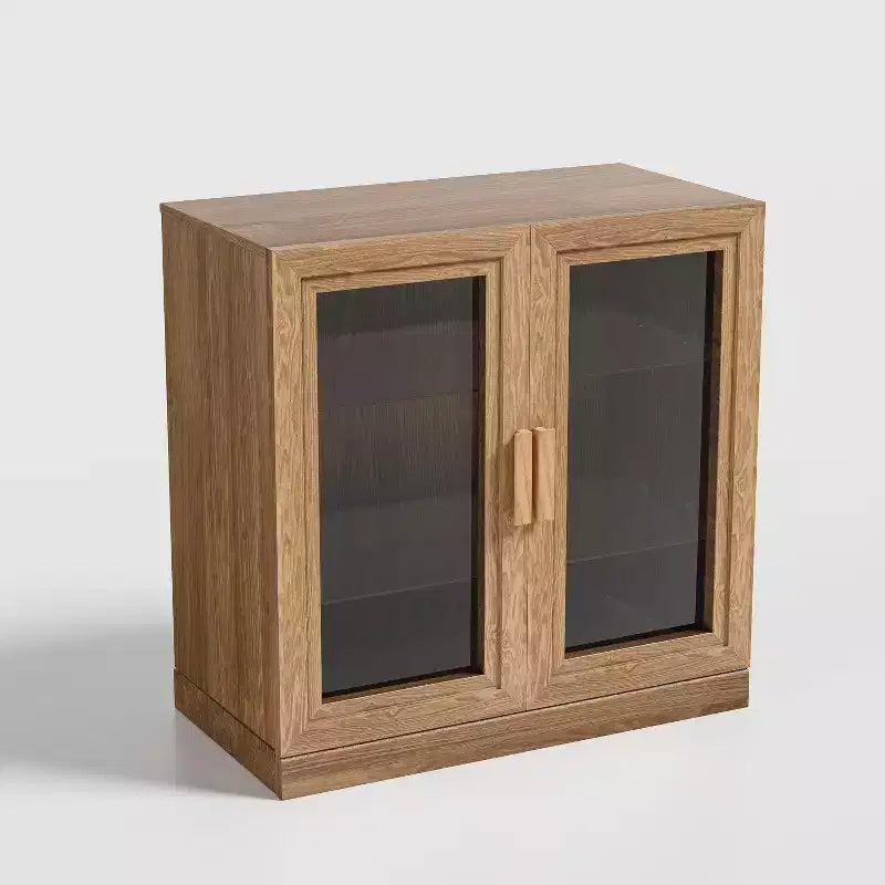 Meuble de rangement en bois de 31 po avec 2 portes vitrées et étagère réglable, pour cuisine, chambre à coucher, salon, naturel