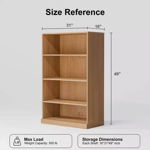 Étagère de rangement sans porte en bois 49x31x16 po pour cuisine, chambre, entrée, salon, naturel