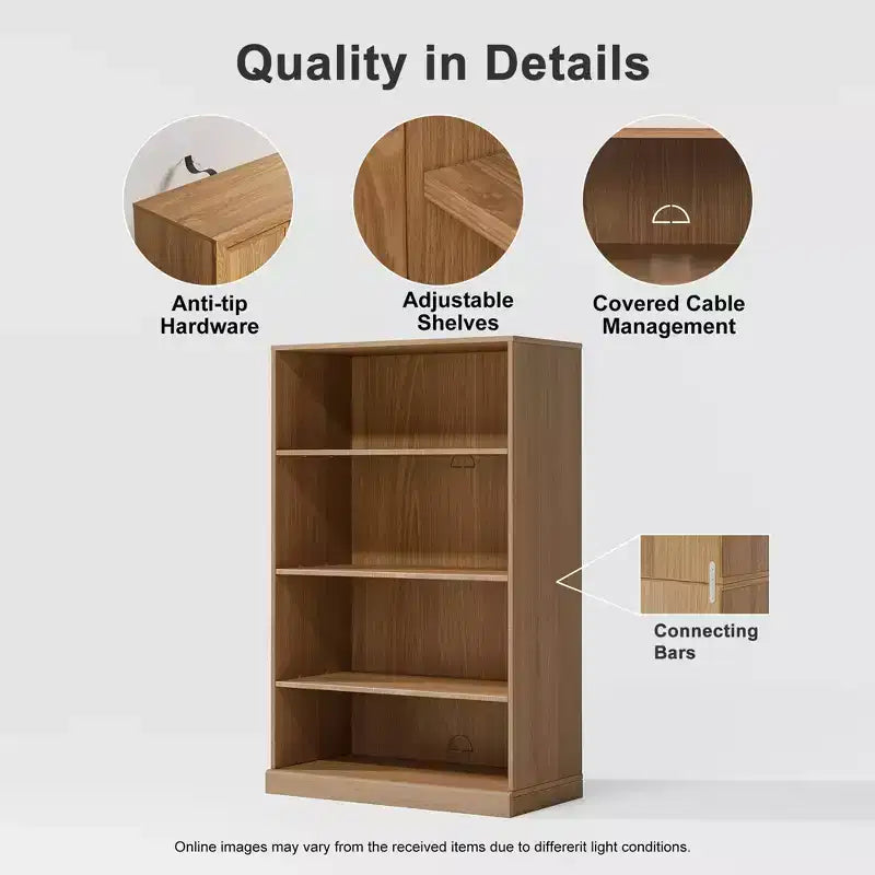 Étagère de rangement sans porte en bois 49x31x16 po pour cuisine, chambre, entrée, salon, naturel