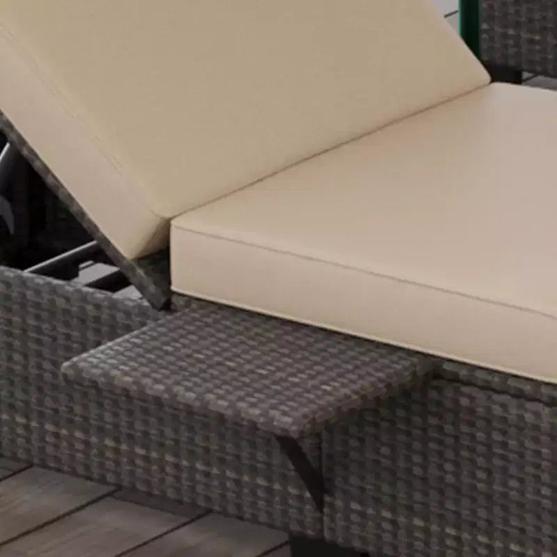 Ensemble de 2 chaises longues de patio, chaises longues d'extérieur en rotin et osier avec inclinaison réglable et coussins