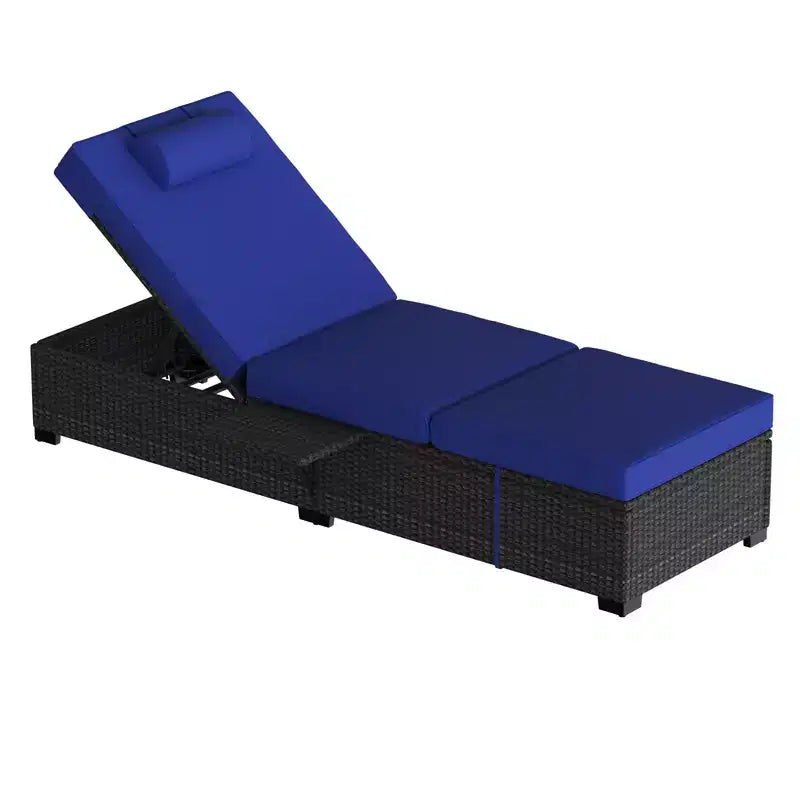 Ensemble de 2 chaises longues de patio, chaises longues d'extérieur en rotin et osier avec inclinaison réglable et coussins