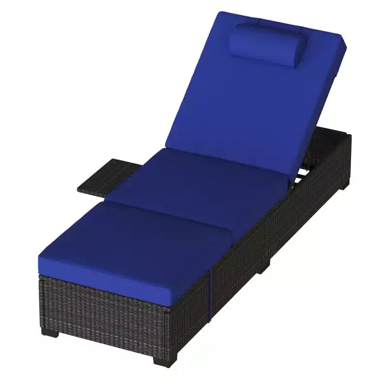 Ensemble de 2 chaises longues de patio, chaises longues d'extérieur en rotin et osier avec inclinaison réglable et coussins
