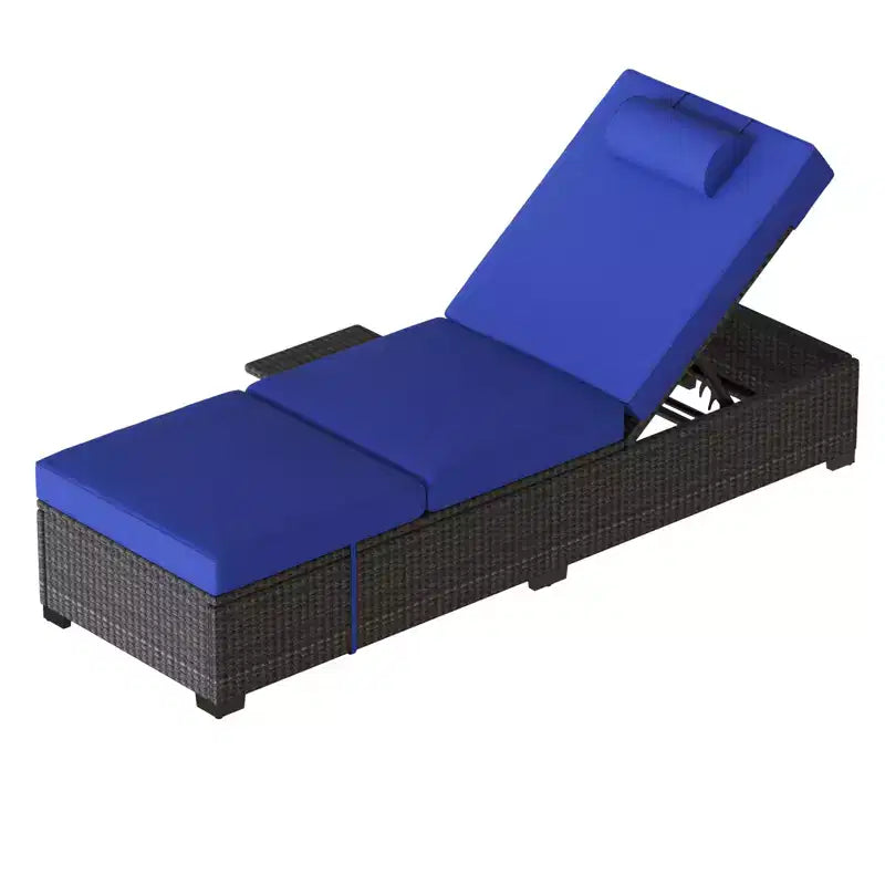 Ensemble de 2 chaises longues de patio, chaises longues d'extérieur en rotin et osier avec inclinaison réglable et coussins