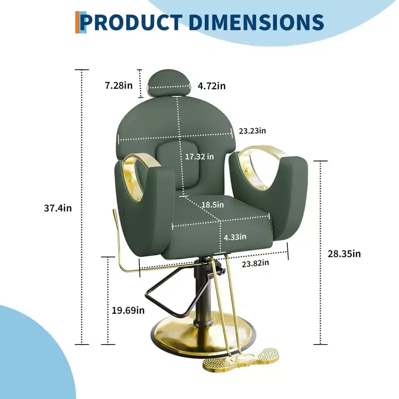 Fauteuil de barbier pour coiffeur, inclinable avec réglage hydraulique de la hauteur et rotation à 360°, charge maximale 150 kg