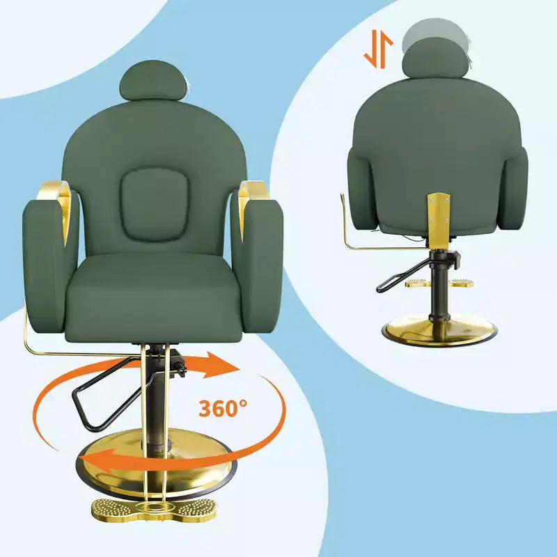 Fauteuil de barbier pour coiffeur, inclinable avec réglage hydraulique de la hauteur et rotation à 360°, charge maximale 150 kg