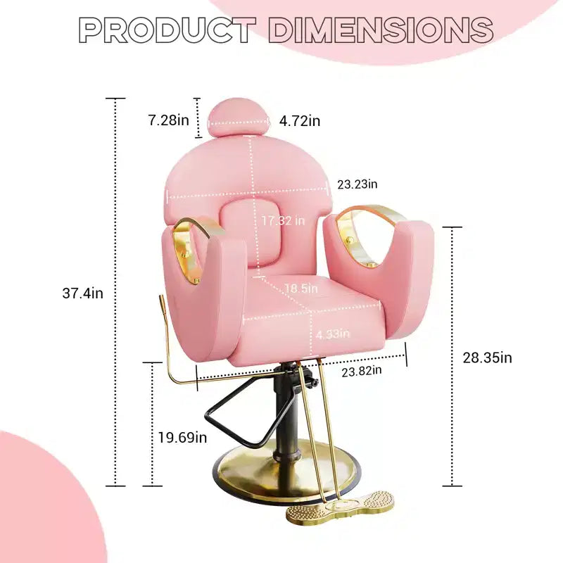 Fauteuil de barbier pour coiffeur, inclinable avec réglage hydraulique de la hauteur et rotation à 360°, charge maximale 150 kg