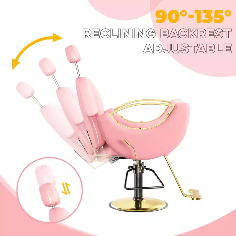 Fauteuil de barbier pour coiffeur, inclinable avec réglage hydraulique de la hauteur et rotation à 360°, charge maximale 150 kg