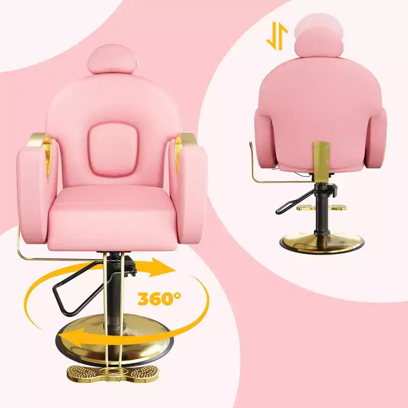 Fauteuil de barbier pour coiffeur, inclinable avec réglage hydraulique de la hauteur et rotation à 360°, charge maximale 150 kg