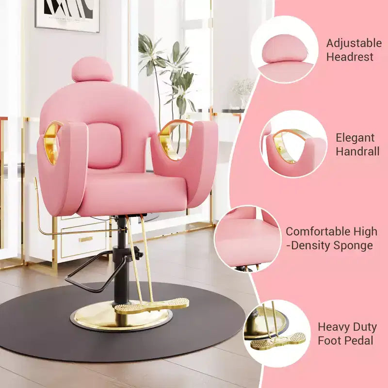 Fauteuil de barbier pour coiffeur, inclinable avec réglage hydraulique de la hauteur et rotation à 360°, charge maximale 150 kg
