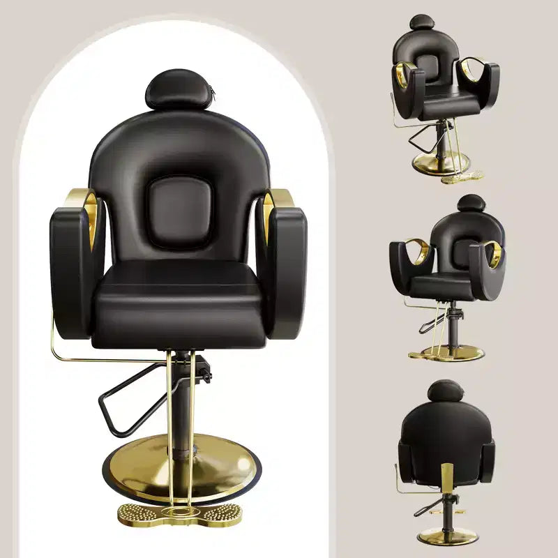 Fauteuil de barbier pour coiffeur, inclinable avec réglage hydraulique de la hauteur et rotation à 360°, charge maximale 150 kg