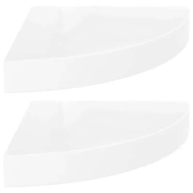 Étagères d'Angle Flottantes Lot de 2 - MDF Blanc Brillant