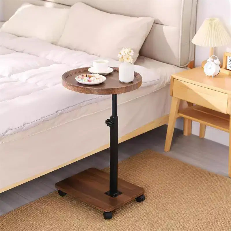 Table d'appoint en C avec hauteur réglable et pivotement à 360°, table de chevet de canapé qui se glisse sous