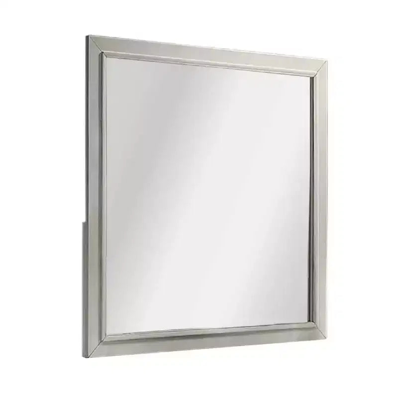 Miroir de commode carré blanc antique, cadre en bois d'hévéa, 40 pouces