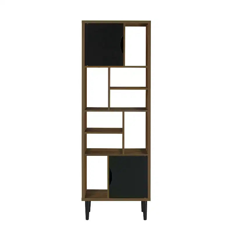 Étagère verticale de 180 cm en bois manufacturé noir avec 5 tablettes