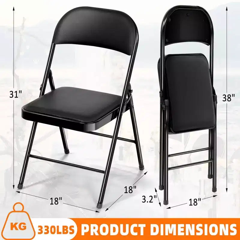 Lot de 6 chaises pliantes rembourrées, cadre en acier durable, revêtement en tissu, pour événements et usage domestique