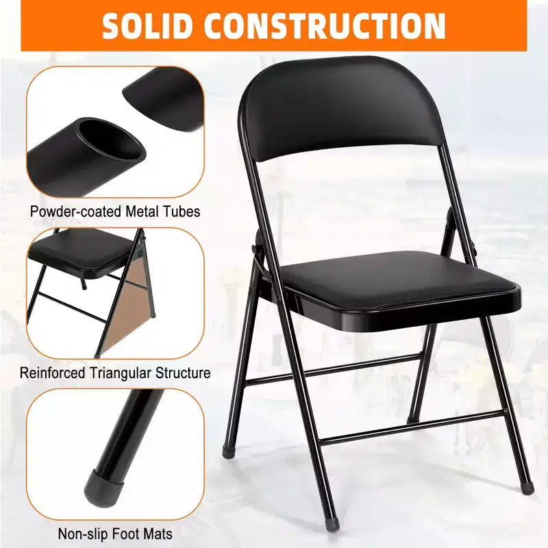 Lot de 6 chaises pliantes rembourrées, cadre en acier durable, revêtement en tissu, pour événements et usage domestique