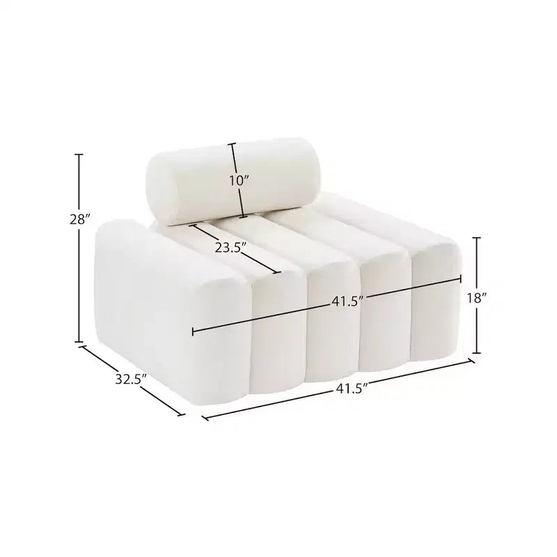 Fauteuil d'appoint en velours avec capitonnage profond, design contemporain sans accoudoirs