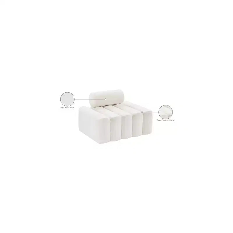 Fauteuil d'appoint en velours avec capitonnage profond, design contemporain sans accoudoirs