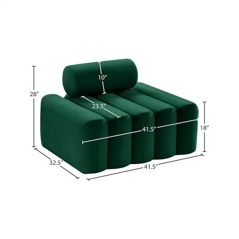 Fauteuil d'appoint en velours avec capitonnage profond, design contemporain sans accoudoirs