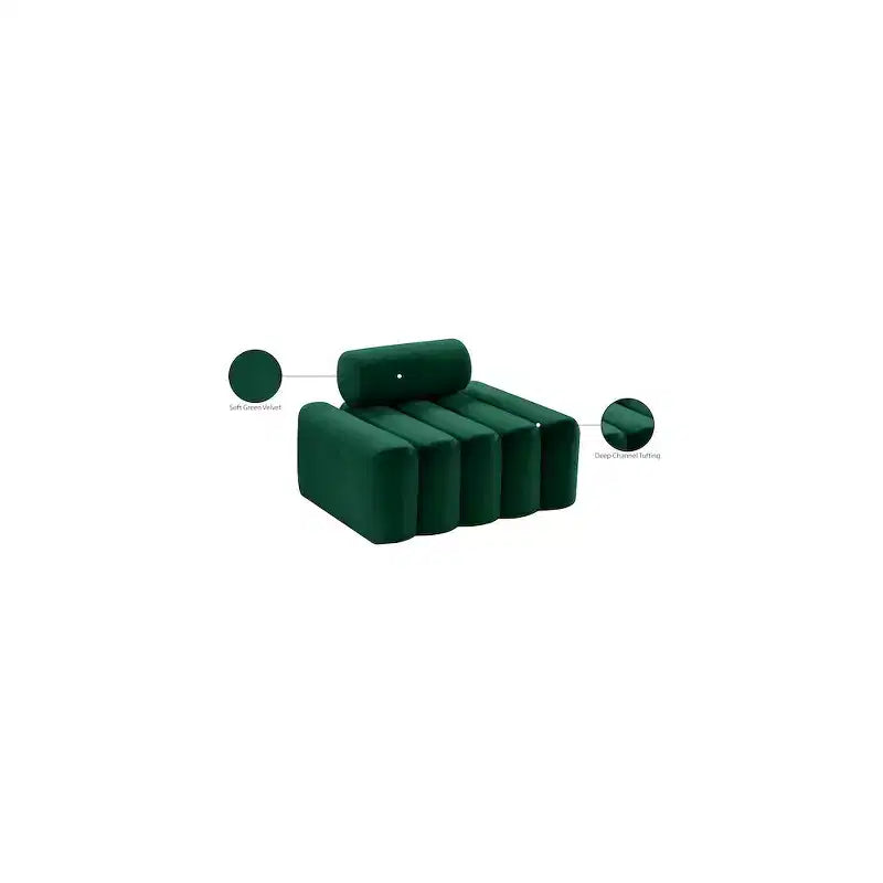 Fauteuil d'appoint en velours avec capitonnage profond, design contemporain sans accoudoirs