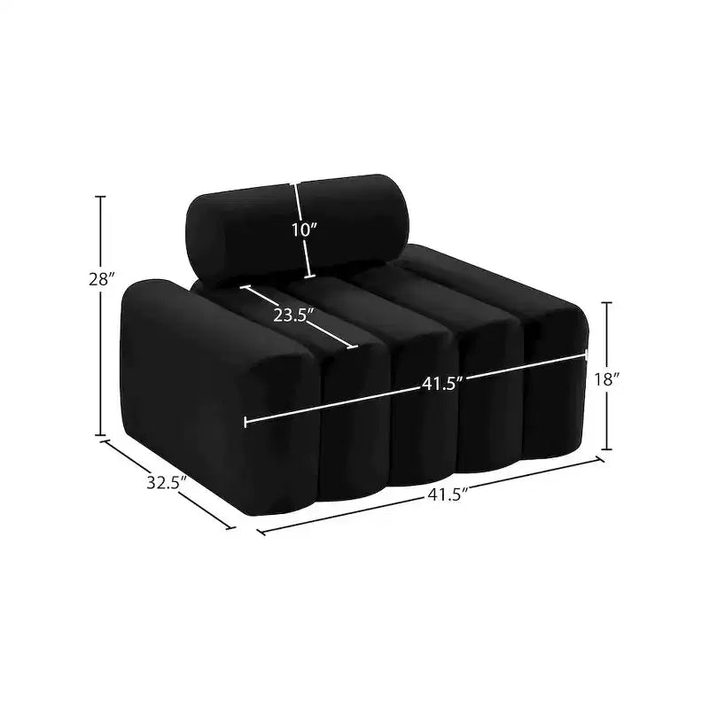 Fauteuil d'appoint en velours avec capitonnage profond, design contemporain sans accoudoirs