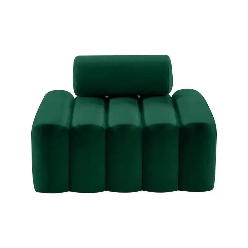 Fauteuil d'appoint en velours avec capitonnage profond, design contemporain sans accoudoirs