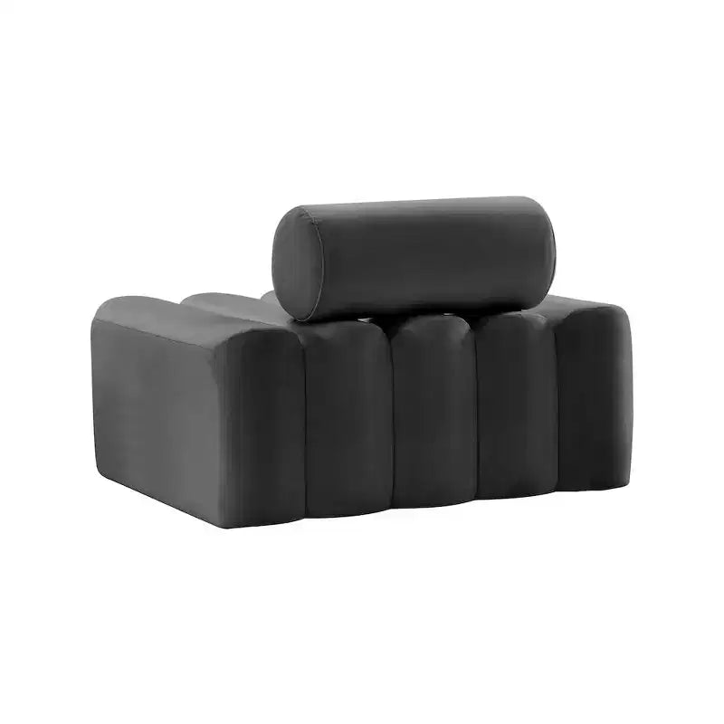 Fauteuil d'appoint en velours avec capitonnage profond, design contemporain sans accoudoirs