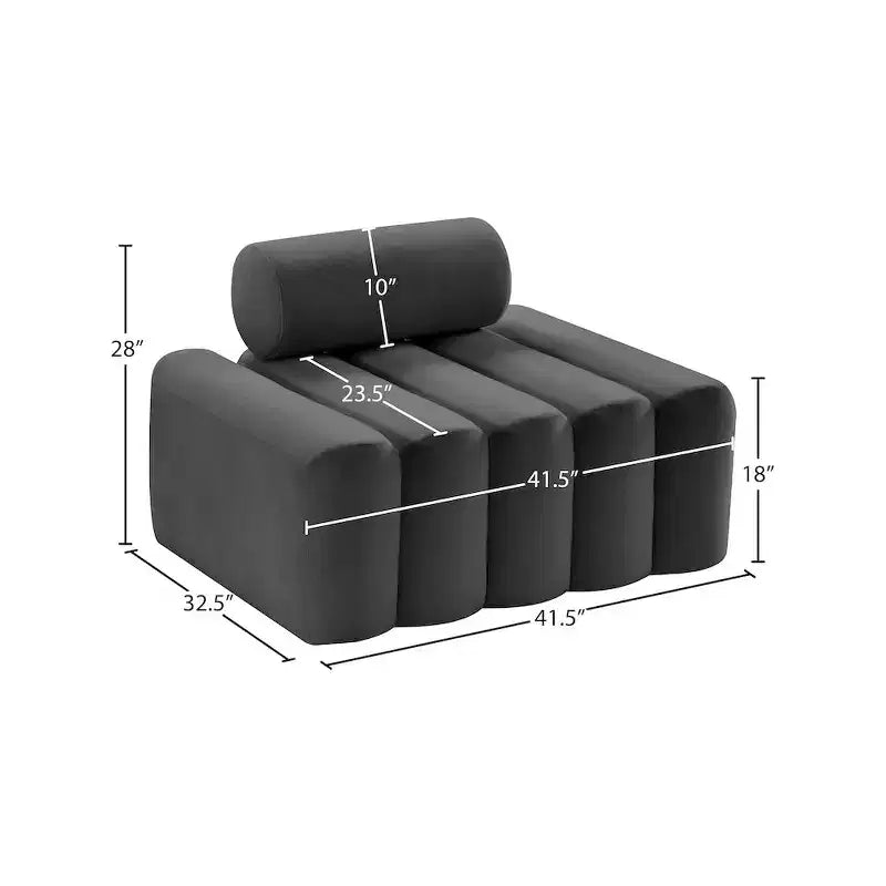 Fauteuil d'appoint en velours avec capitonnage profond, design contemporain sans accoudoirs