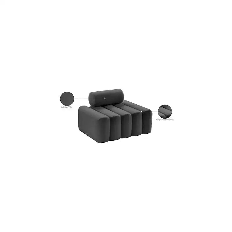 Fauteuil d'appoint en velours avec capitonnage profond, design contemporain sans accoudoirs