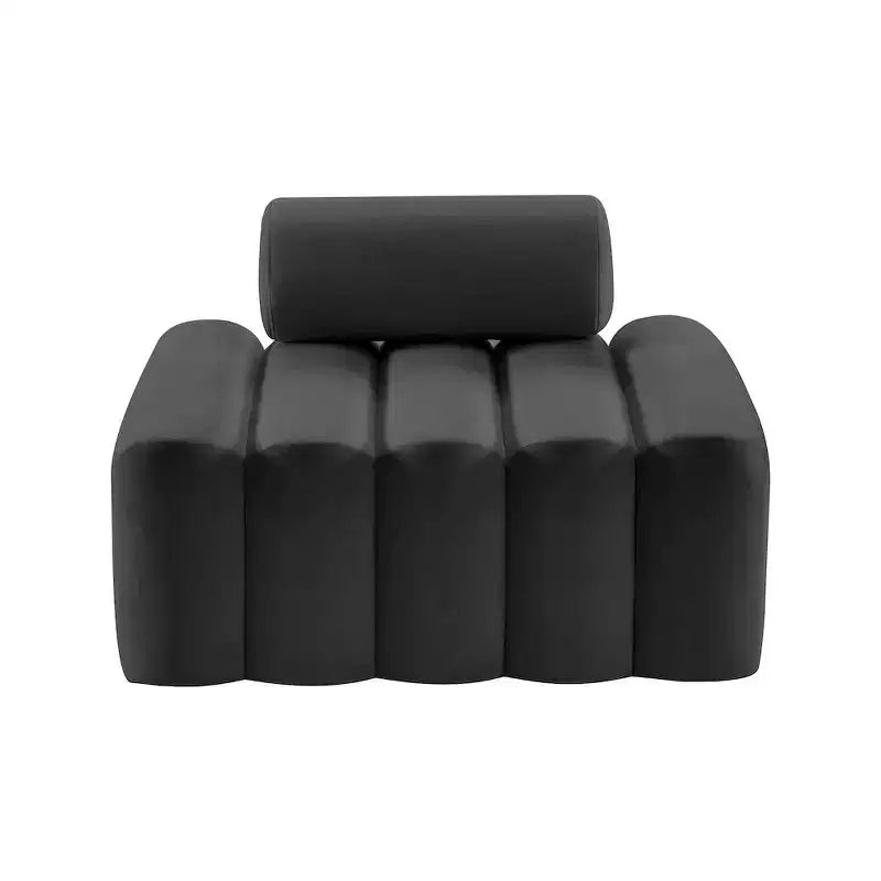 Fauteuil d'appoint en velours avec capitonnage profond, design contemporain sans accoudoirs