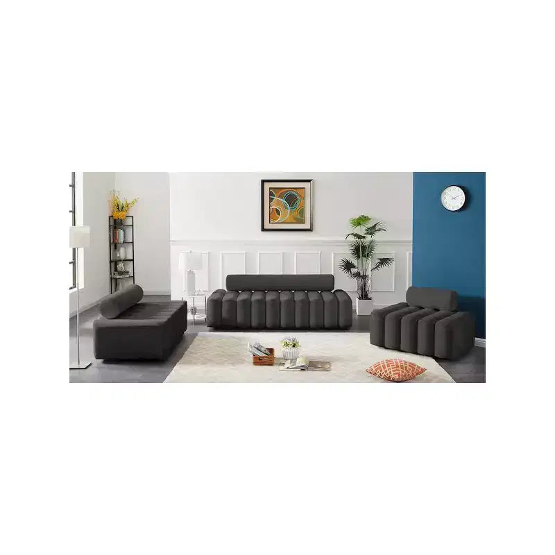 Fauteuil d'appoint en velours avec capitonnage profond, design contemporain sans accoudoirs
