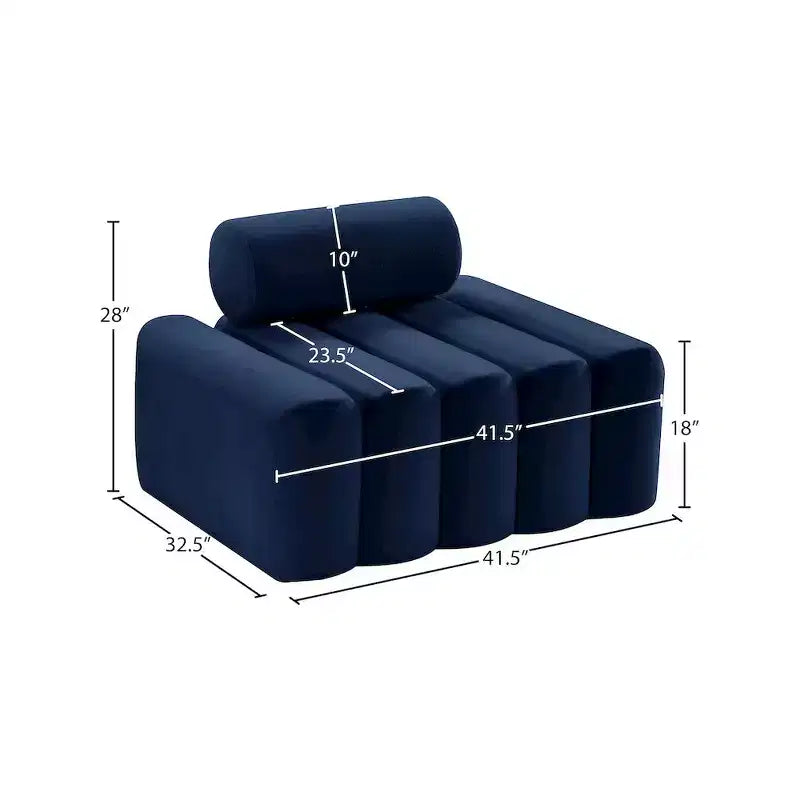 Fauteuil d'appoint en velours avec capitonnage profond, design contemporain sans accoudoirs