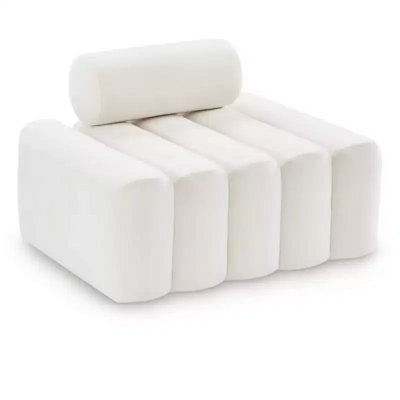 Fauteuil d'appoint en velours avec capitonnage profond, design contemporain sans accoudoirs